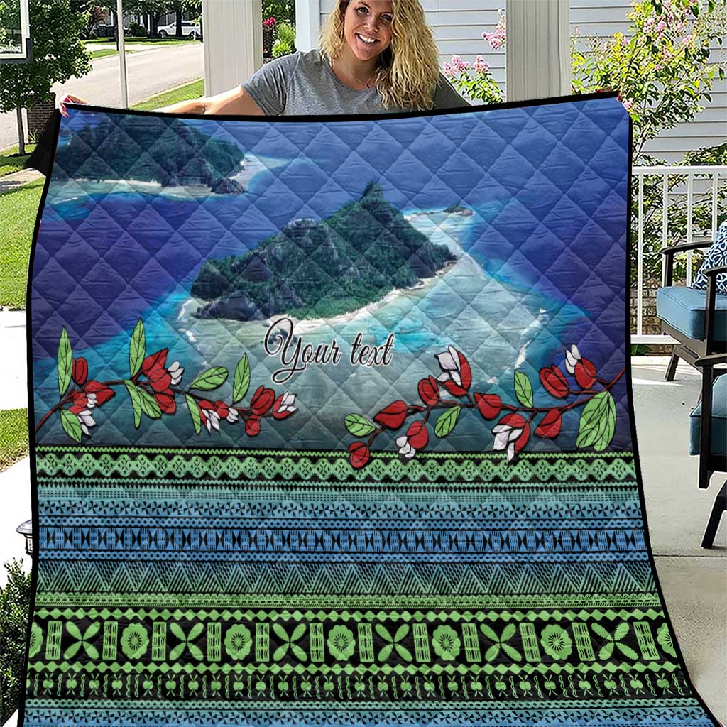 Personalised Fiji Viti Levu Quilt Tagimoucia and Tapa Tribal Pattern LT9 Blue - Polynesian Pride