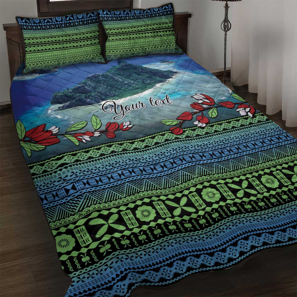 Personalised Fiji Viti Levu Quilt Bed Set Tagimoucia and Tapa Tribal Pattern LT9 Blue - Polynesian Pride