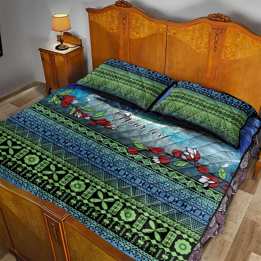 Personalised Fiji Viti Levu Quilt Bed Set Tagimoucia and Tapa Tribal Pattern