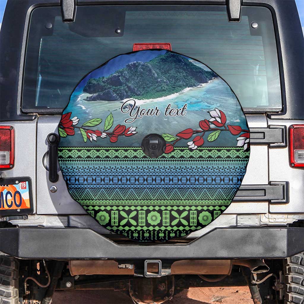 Personalised Fiji Viti Levu Spare Tire Cover Tagimoucia and Tapa Tribal Pattern LT9 Blue - Polynesian Pride