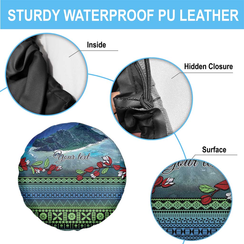 Personalised Fiji Viti Levu Spare Tire Cover Tagimoucia and Tapa Tribal Pattern