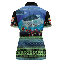 Personalised Fiji Viti Levu Women Polo Shirt Tagimoucia and Tapa Tribal Pattern