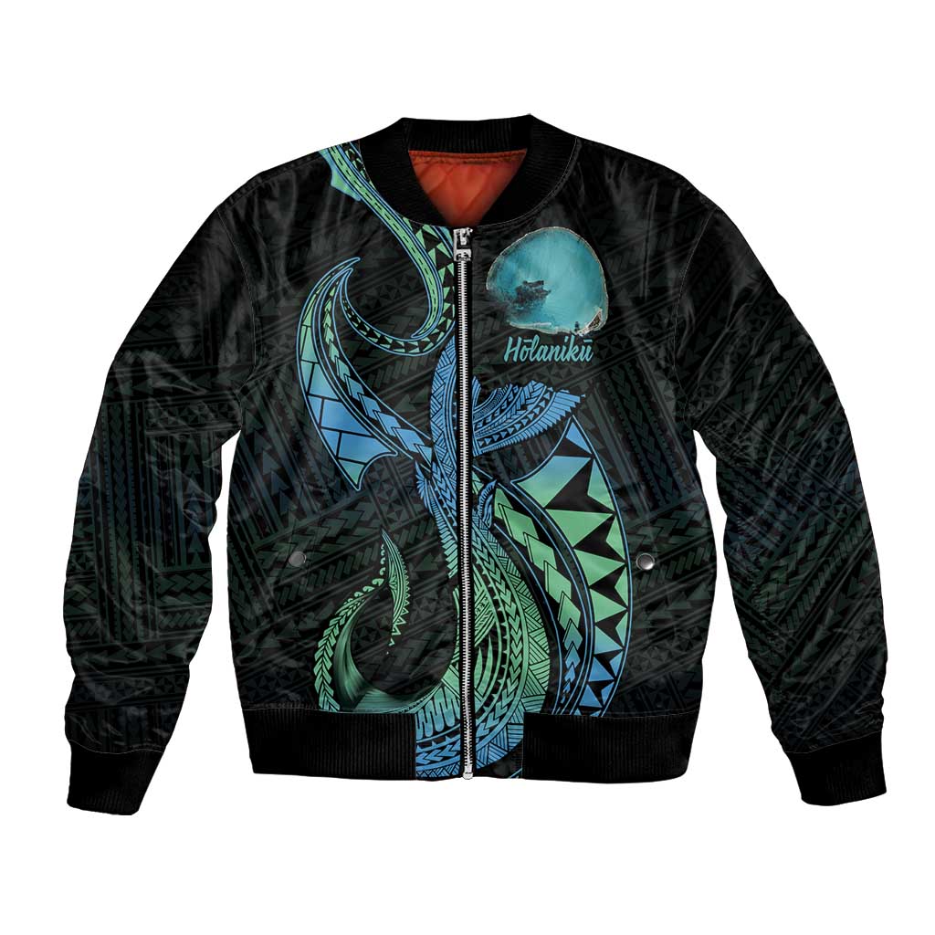 Personalised Hawaii Kure Atoll Bomber Jacket Holaniku Coral Reef with Polynesian Tribal LT9 Unisex Blue - Polynesian Pride