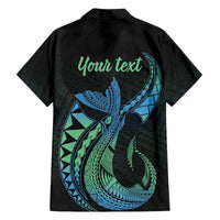 Personalised Hawaii Kure Atoll Family Matching Off Shoulder Short Dress and Hawaiian Shirt Holaniku Coral Reef with Polynesian Tribal