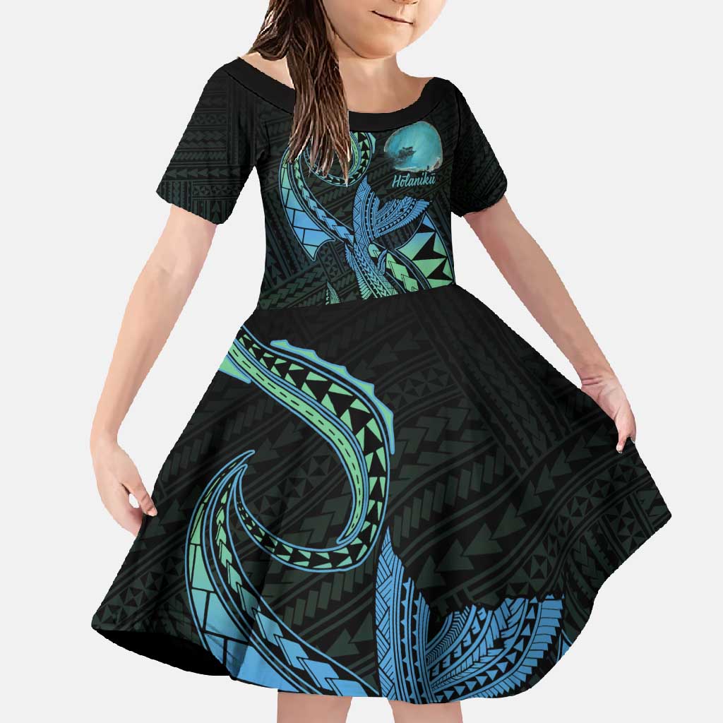 Personalised Hawaii Kure Atoll Family Matching Tank Maxi Dress and Hawaiian Shirt Holaniku Coral Reef with Polynesian Tribal
