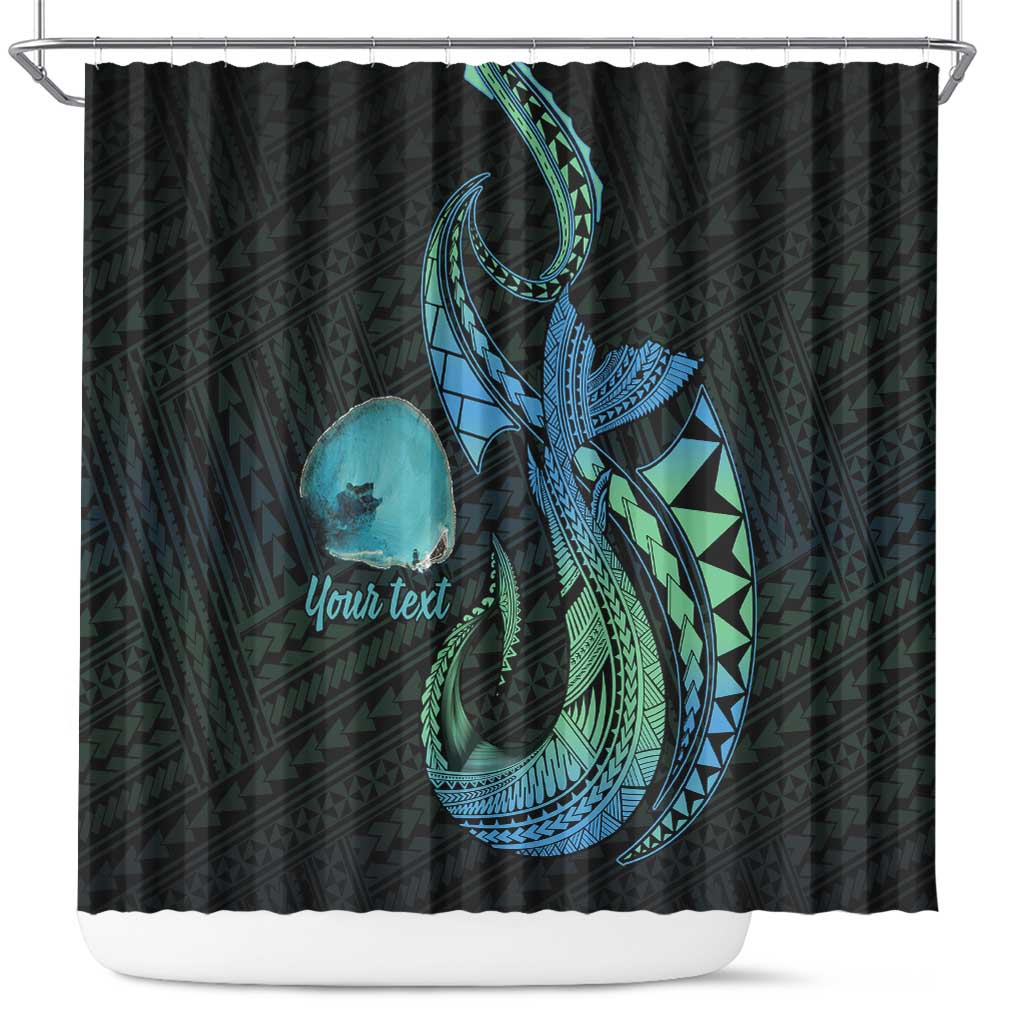 Personalised Hawaii Kure Atoll Shower Curtain Holaniku Coral Reef with Polynesian Tribal LT9 Blue - Polynesian Pride