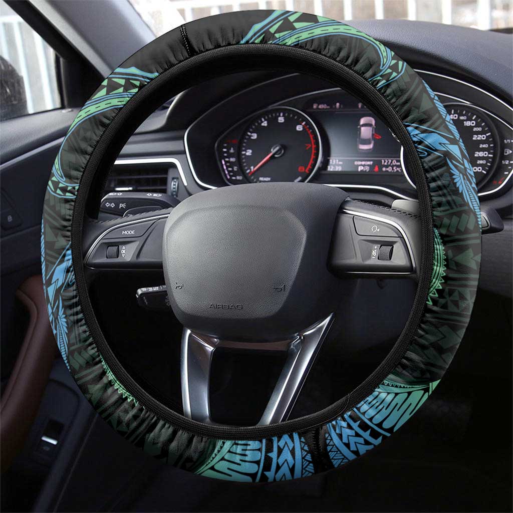 Hawaii Kure Atoll Steering Wheel Cover Holaniku Coral Reef with Polynesian Tribal