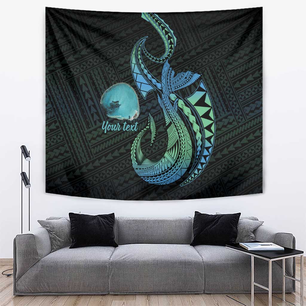 Personalised Hawaii Kure Atoll Tapestry Holaniku Coral Reef with Polynesian Tribal LT9 Blue - Polynesian Pride