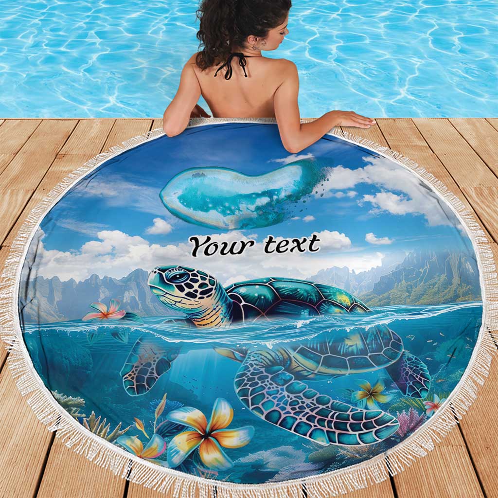 Personalised Palau Kayangel Atoll Beach Blanket Turtle With Coral Reef Under Water