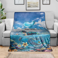 Personalised Palau Kayangel Atoll Blanket Turtle With Coral Reef Under Water