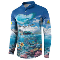 Personalised Palau Kayangel Atoll Button Sweatshirt Turtle With Coral Reef Under Water