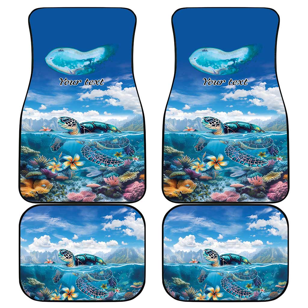 Personalised Palau Kayangel Atoll Car Mats Turtle With Coral Reef Under Water