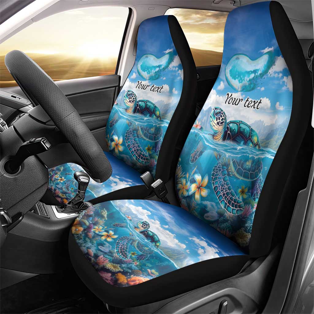 Personalised Palau Kayangel Atoll Car Seat Cover Turtle With Coral Reef Under Water