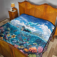 Personalised Palau Kayangel Atoll Quilt Turtle With Coral Reef Under Water