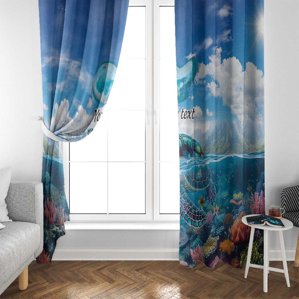 Personalised Palau Kayangel Atoll Window Curtain Turtle With Coral Reef Under Water