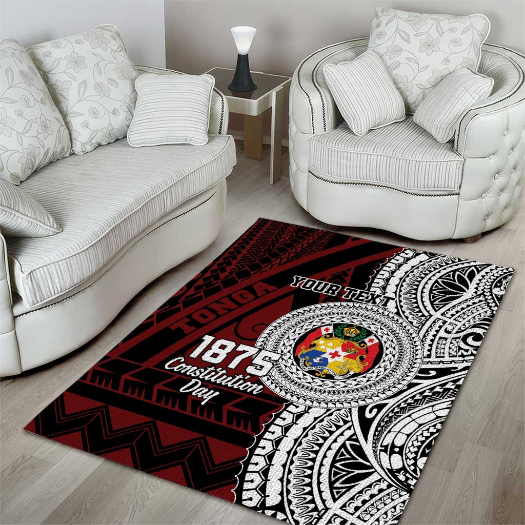 Personalised Tonga Constitution Day 1875 Area Rug Polynesian Tribal Tattoo