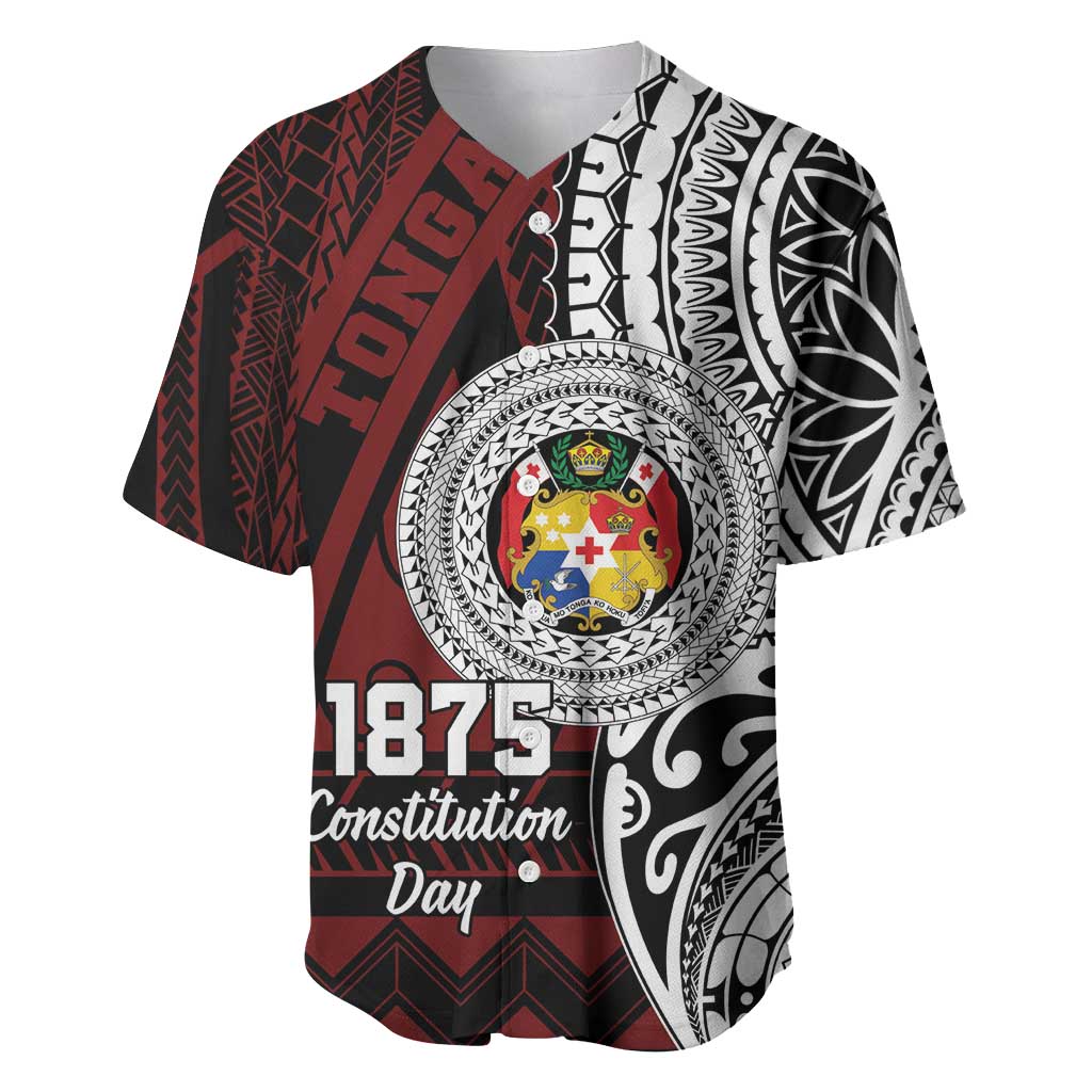 Personalised Tonga Constitution Day 1875 Baseball Jersey Polynesian Tribal Tattoo LT9 Red - Polynesian Pride