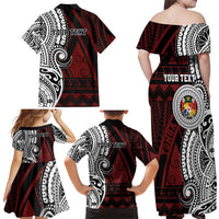 Personalised Tonga Constitution Day 1875 Family Matching Off Shoulder Maxi Dress and Hawaiian Shirt Polynesian Tribal Tattoo