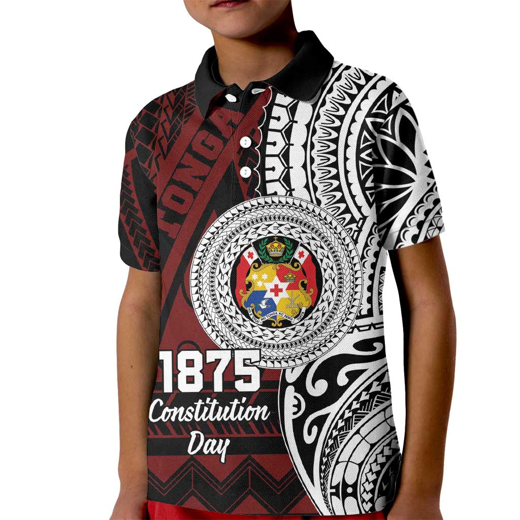Personalised Tonga Constitution Day 1875 Kid Polo Shirt Polynesian Tribal Tattoo LT9 Kid Red - Polynesian Pride