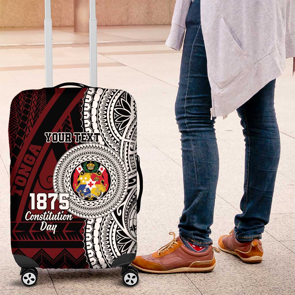 Personalised Tonga Constitution Day 1875 Luggage Cover Polynesian Tribal Tattoo LT9 Red - Polynesian Pride