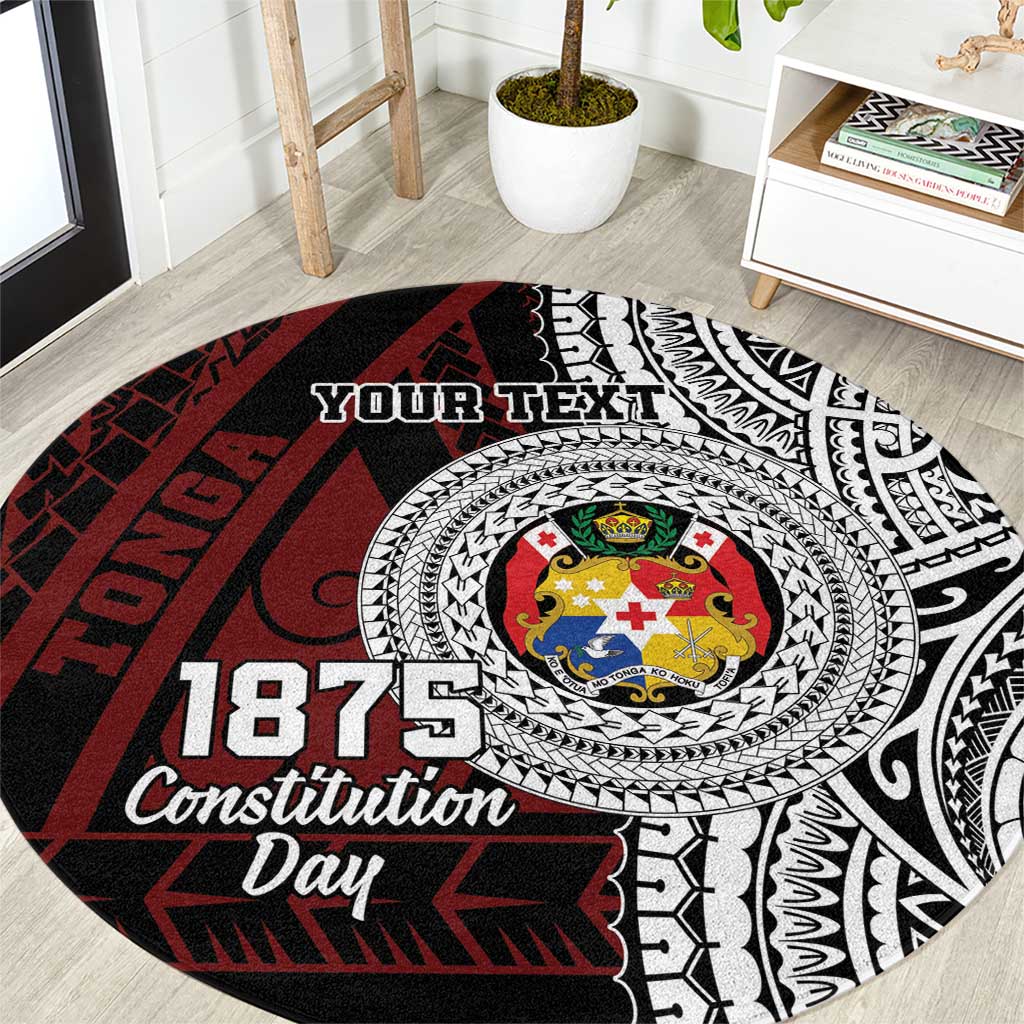 Personalised Tonga Constitution Day 1875 Round Carpet Polynesian Tribal Tattoo LT9 Red - Polynesian Pride