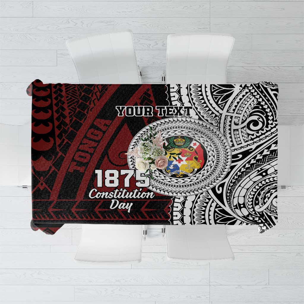 Personalised Tonga Constitution Day 1875 Tablecloth Polynesian Tribal Tattoo LT9 Red - Polynesian Pride
