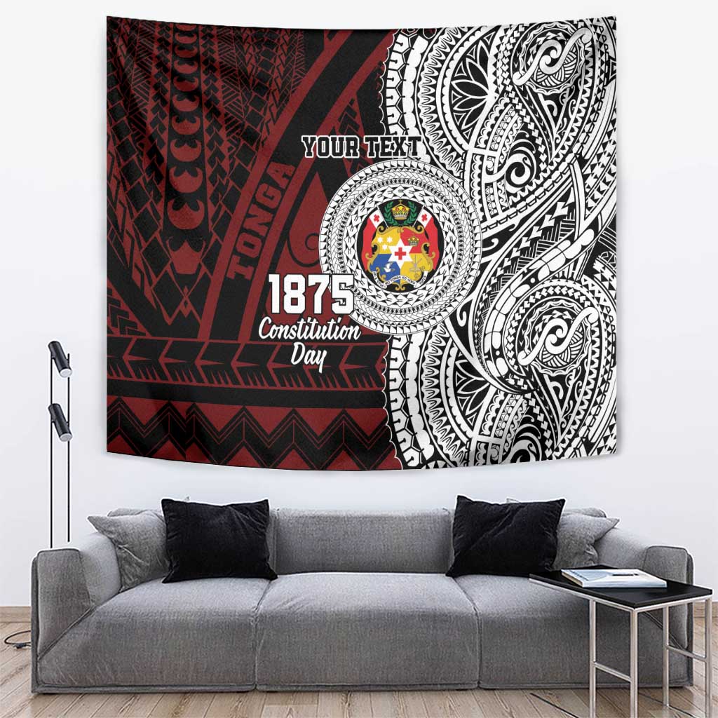 Personalised Tonga Constitution Day 1875 Tapestry Polynesian Tribal Tattoo LT9 Red - Polynesian Pride