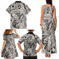 Polynesia Family Matching Tank Maxi Dress and Hawaiian Shirt Tribal Polynesian Spirit With Beige Pacific Flowers LT9 - Polynesian Pride