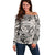 Polynesia Off Shoulder Sweater Tribal Polynesian Spirit With Beige Pacific Flowers LT9 Women Beige - Polynesian Pride