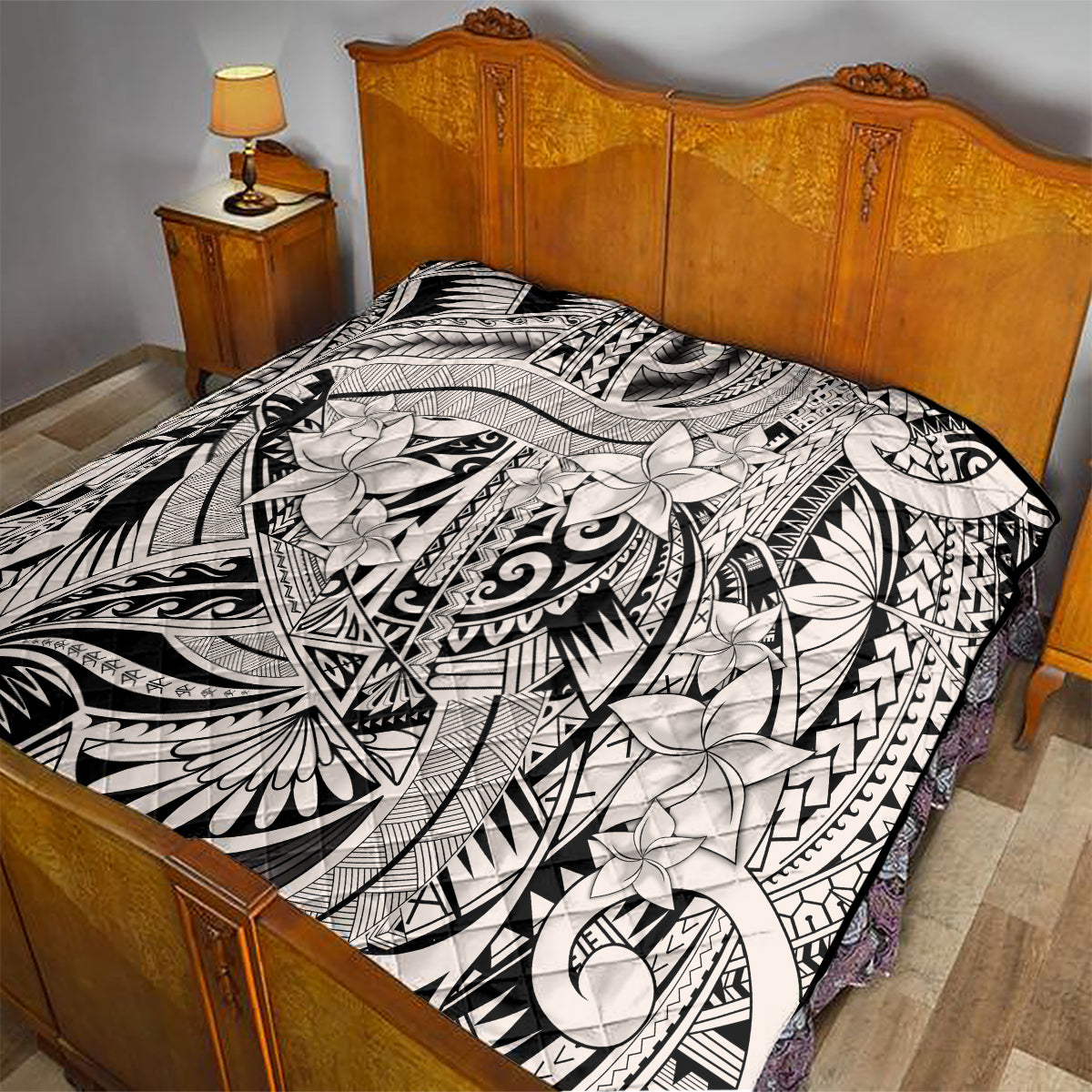 Polynesia Quilt Tribal Polynesian Spirit With Beige Pacific Flowers LT9 - Polynesian Pride