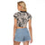 Polynesia Raglan Cropped T Shirt Tribal Polynesian Spirit With Beige Pacific Flowers LT9 - Polynesian Pride