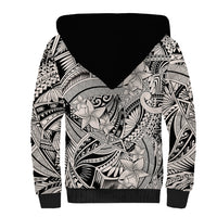 Polynesia Sherpa Hoodie Tribal Polynesian Spirit With Beige Pacific Flowers LT9 - Polynesian Pride