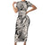 Polynesia Short Sleeve Bodycon Dress Tribal Polynesian Spirit With Beige Pacific Flowers LT9 Long Dress Beige - Polynesian Pride