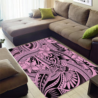 Polynesia Area Rug Tribal Polynesian Spirit With Pink Pacific Flowers LT9 - Polynesian Pride