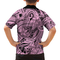 Polynesia Family Matching Puletasi Dress and Hawaiian Shirt Tribal Polynesian Spirit With Pink Pacific Flowers LT9 - Polynesian Pride