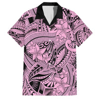 Polynesia Family Matching Puletasi Dress and Hawaiian Shirt Tribal Polynesian Spirit With Pink Pacific Flowers LT9 Dad's Shirt - Short Sleeve Pink - Polynesian Pride