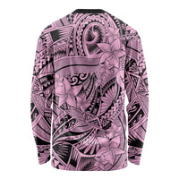 Polynesia Long Sleeve Shirt Tribal Polynesian Spirit With Pink Pacific Flowers LT9 - Polynesian Pride