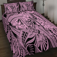 Polynesia Quilt Bed Set Tribal Polynesian Spirit With Pink Pacific Flowers LT9 - Polynesian Pride