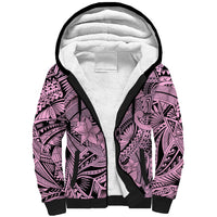 Polynesia Sherpa Hoodie Tribal Polynesian Spirit With Pink Pacific Flowers LT9 Unisex Pink - Polynesian Pride