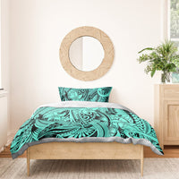 Polynesia Bedding Set Tribal Polynesian Spirit With Teal Pacific Flowers LT9 - Polynesian Pride