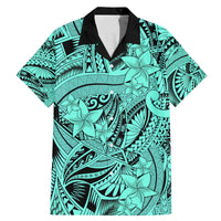 Polynesia Family Matching Mermaid Dress and Hawaiian Shirt Tribal Polynesian Spirit With Teal Pacific Flowers LT9 Dad's Shirt - Short Sleeve Teal - Polynesian Pride