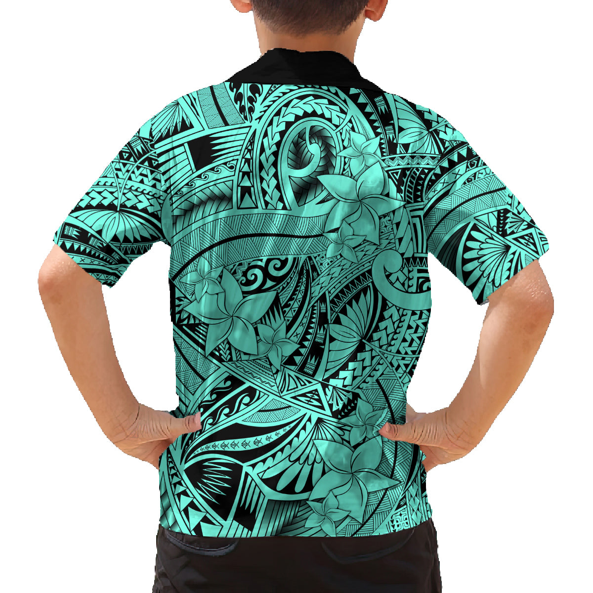 Polynesia Family Matching Summer Maxi Dress and Hawaiian Shirt Tribal Polynesian Spirit With Teal Pacific Flowers LT9 - Polynesian Pride