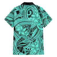 Polynesia Hawaiian Shirt Tribal Polynesian Spirit With Teal Pacific Flowers LT9 - Polynesian Pride