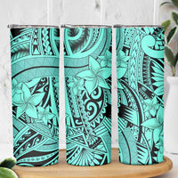 Teal Pacific Flowers Tribal Polynesian Spirit Skinny Tumbler