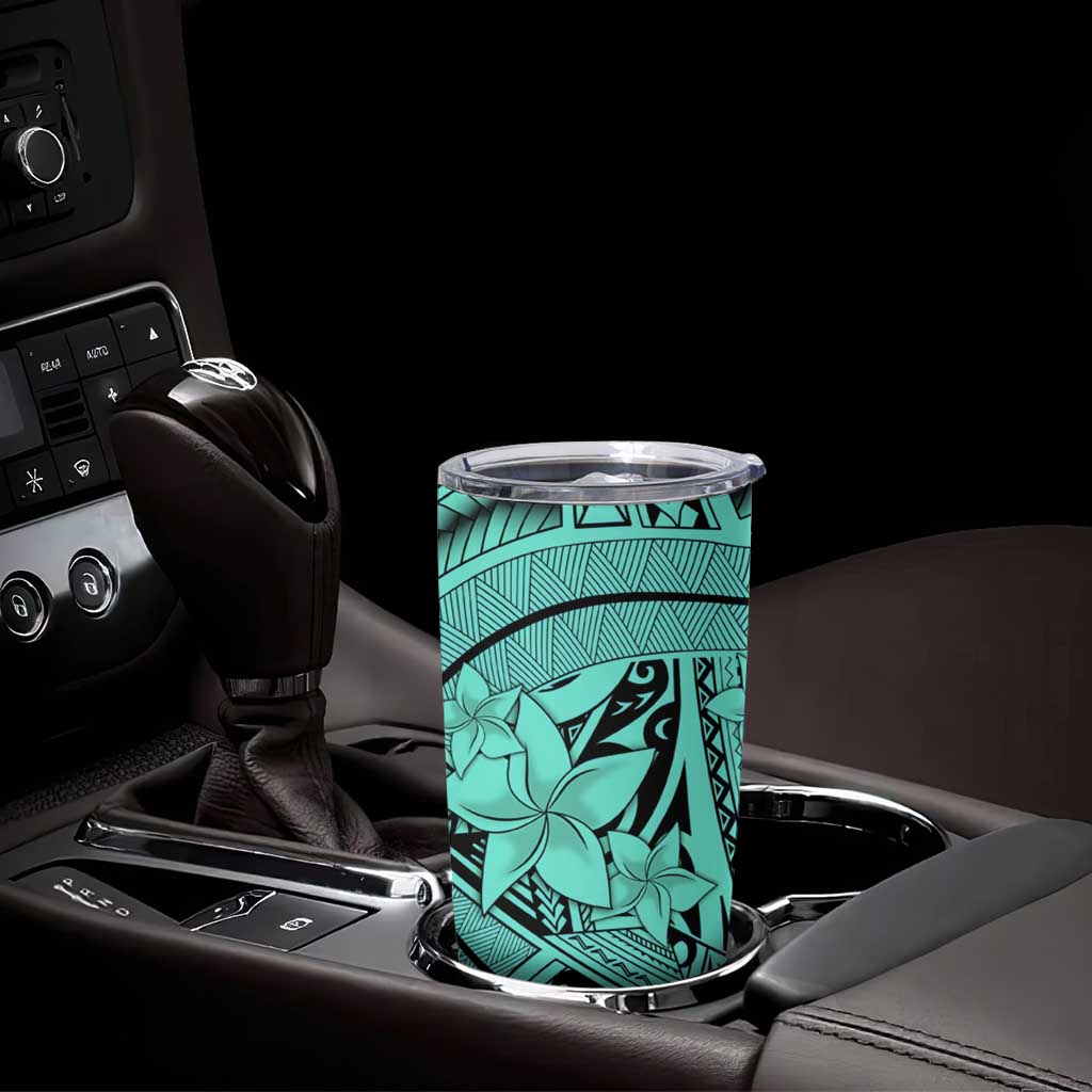 Teal Pacific Flowers Tribal Polynesian Spirit Tumbler Cup