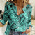 Polynesia Women Casual Shirt Tribal Polynesian Spirit With Teal Pacific Flowers LT9 Female Teal - Polynesian Pride