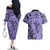 Polynesia Couples Matching Off The Shoulder Long Sleeve Dress and Hawaiian Shirt Tribal Polynesian Spirit With Violet Pacific Flowers LT9 - Polynesian Pride