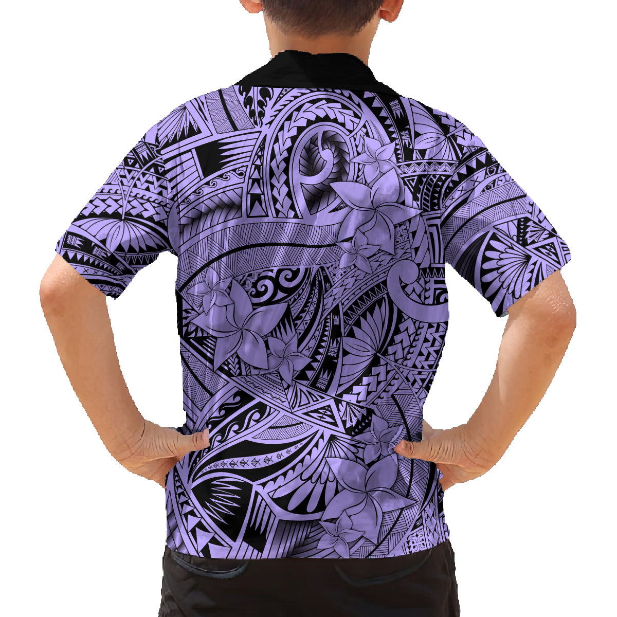Polynesia Family Matching Off Shoulder Maxi Dress and Hawaiian Shirt Tribal Polynesian Spirit With Violet Pacific Flowers LT9 - Polynesian Pride