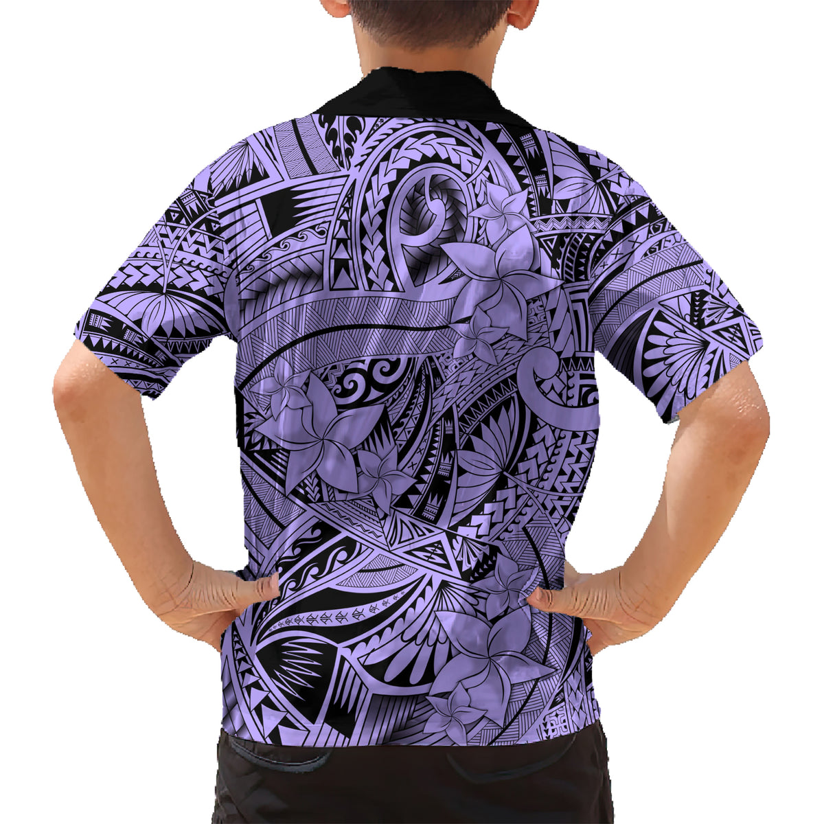 Polynesia Family Matching Short Sleeve Bodycon Dress and Hawaiian Shirt Tribal Polynesian Spirit With Violet Pacific Flowers LT9 - Polynesian Pride