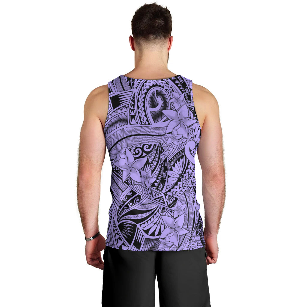 Polynesia Men Tank Top Tribal Polynesian Spirit With Violet Pacific Flowers LT9 - Polynesian Pride
